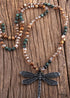 Boho Necklace, RH Amazonite Jasper, Dragonfly Brown Natural Stone